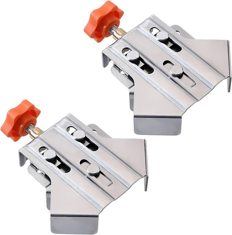 Owfeel 2pcs Stainless Steel Right Corner Clamp,90 Degree Right Angle Clamp for Woodworking,Right Angle Clip Fixer,Single Handle Clamps for Woodworking, Photo Framing (Open) - Image 1